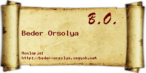 Beder Orsolya névjegykártya